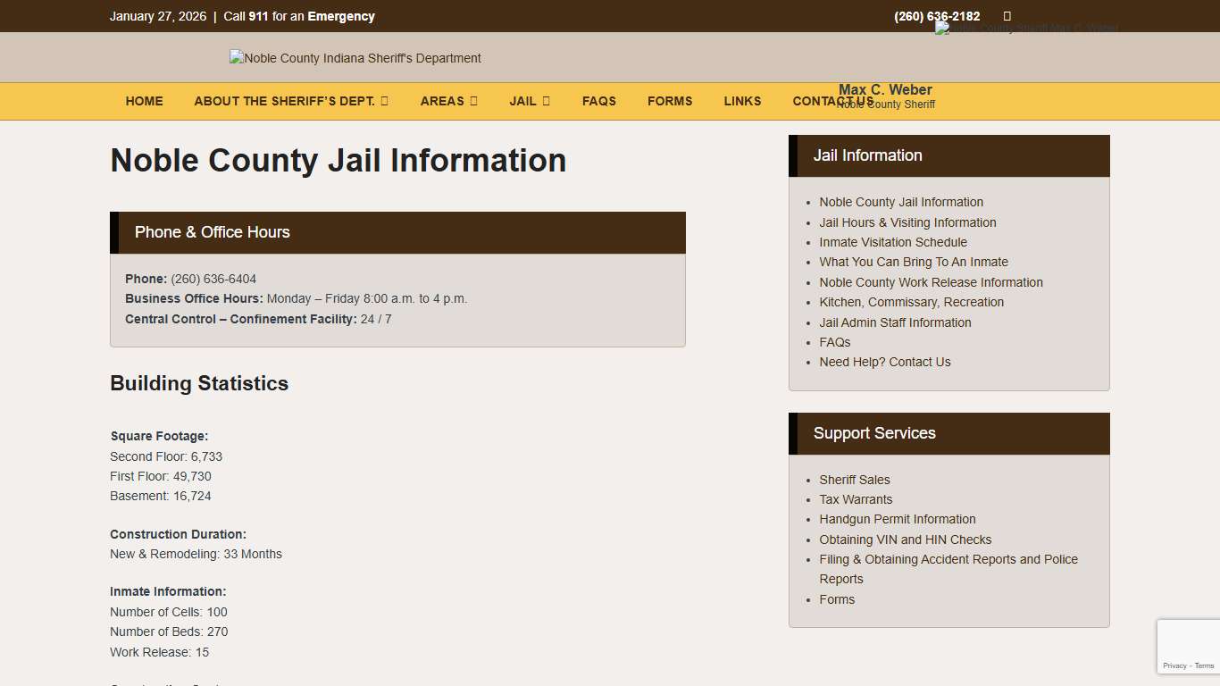 Noble County Jail Information Noble County Indiana Sheriff's Department